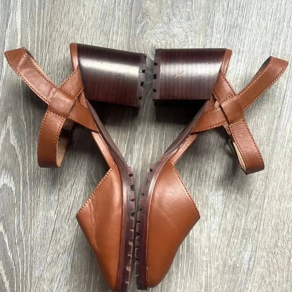 NEW Madewell Claudie Lugsole MaryJane Heels Leather Dried Maple